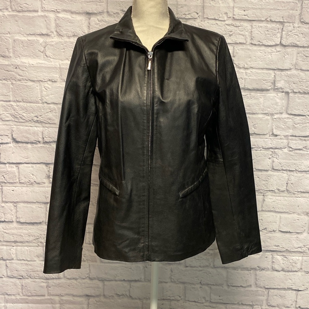 NY & Co Leather Full Zip Jacket Size Medium